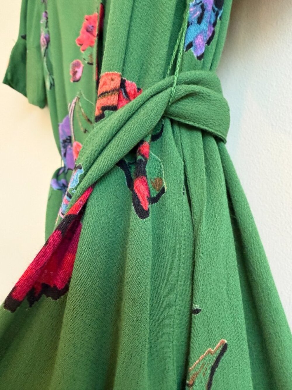 Maeve Anthropologie Green Floral Shirt Dress | Tie Waist | Side Pockets | XS - Picture 4 of 10